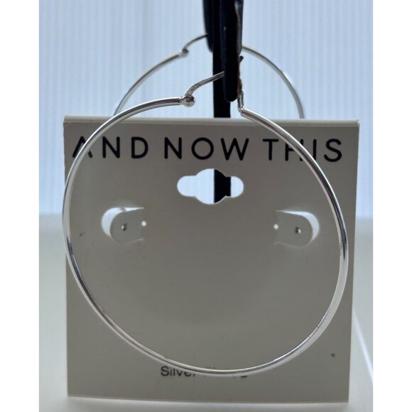 And Now This Silver-Plated 2.61-Inch Hoop Earrings - Picture 4 of 5